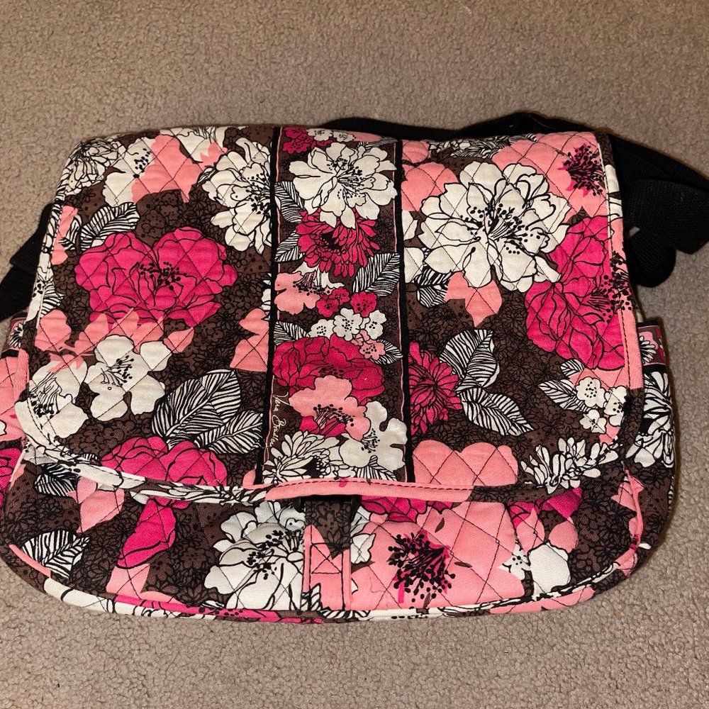 Vera Bradley Mocha Rouge Laptop Messenger Bag